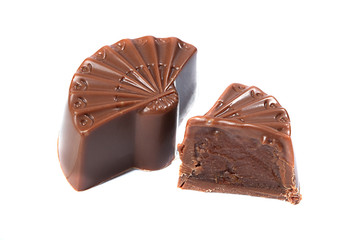 Candy made milk chocolate in shape of fan