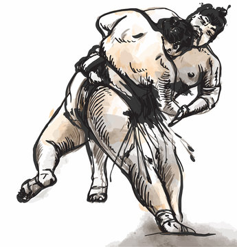 Sumo. Hand drawn vector in calligraphic style (converted)