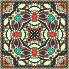 Zelfklevend Fotobehang Traditional ornamental floral paisley bandanna © Kara-Kotsya