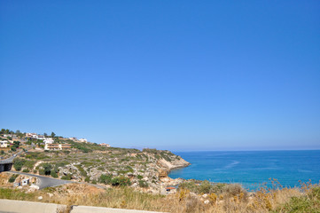 Fototapeta na wymiar Sea summer landscape coast of the Greek island.