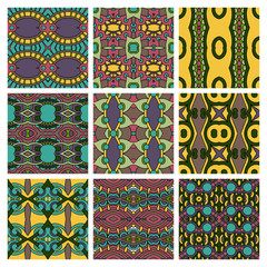 set of  different seamless colored vintage geometric pattern