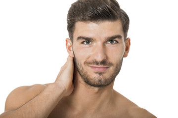 Obraz premium Handsome shirtless naked young man