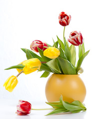 bouquet of colorful tulips in vase