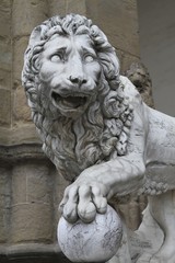 Fototapeta na wymiar Roman lion - Piazza della Signona Florence