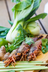 Ingredients for Thai tom yam soup