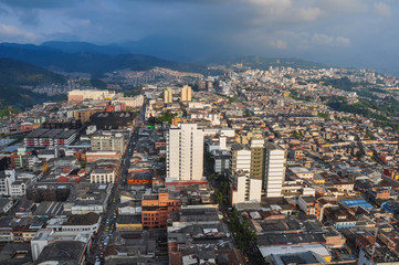 Fototapeta na wymiar City view from the Cathedral's top, Manizales, Colombia