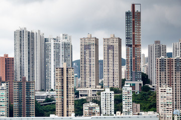 Obraz premium View of high rises from Hong Kong Park in Hong Kong, China