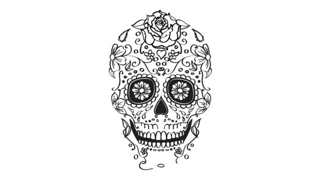 mexican sugar skull elements animation