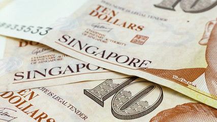 Singapore Dollars Cash Paper Bank Note. Asian currency.