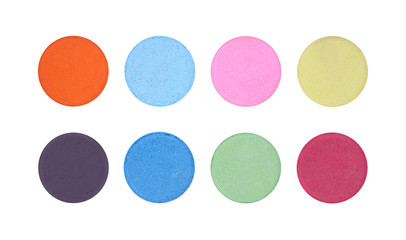 Powder color palette buttons on white background.