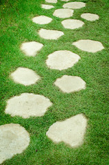 Stone walkway winding in garden