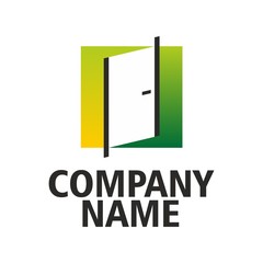 Green-yellow logo doors company