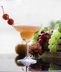 Fruit cocktails on white background