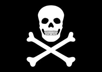 Piratenflagge, Freibeuter, Totenkopf, Knochen, schwarz