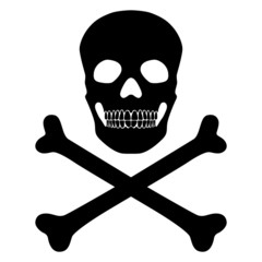 Piratensymbol, Totenkopf, Knochen, schwarz, freigestellt