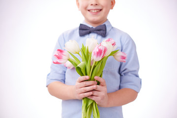 Holding tulips