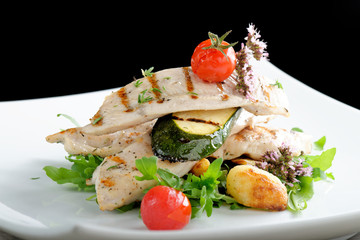 Fine dining / Grilled chicken fillet with fresh vegetable