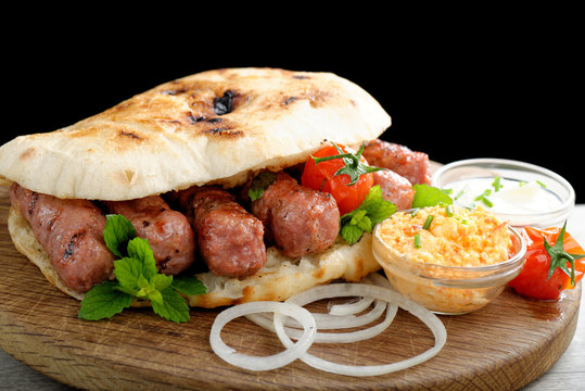 Cevapcici, a small skinless sausage