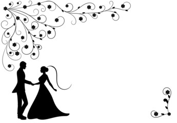 Wedding couple with flowers