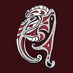 Elephant head.. Ganesha Hand drawn illustration.