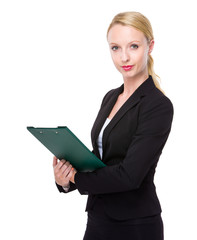 Businesswoman with clipboard