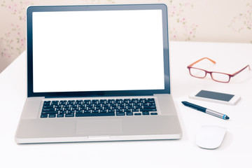 Fototapeta premium Laptop computer, vintage color effect