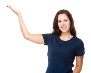Caucasian woman with hand presentation