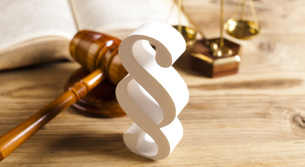 Wooden gavel barrister, justice concept, paragraph - obrazy, fototapety, plakaty