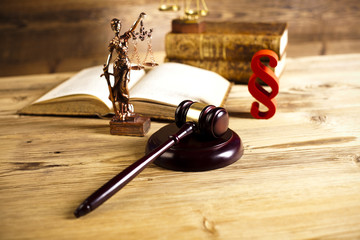 Paragraph, law theme, mallet of judge, wooden gavel