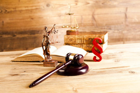 Paragraph, law and justice concept, wooden gavel