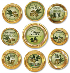 Olive golden labels set