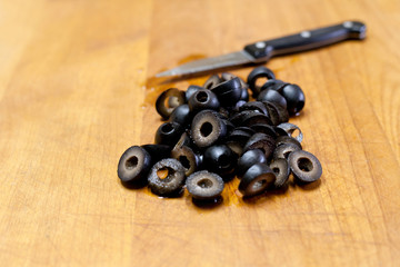 olives on cutting board