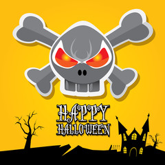 vector happy halloween card with skull