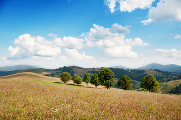 Landscape of hills and mountains