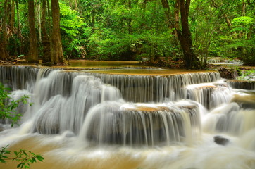 Fototapeta na wymiar Cascade Waterfalls in Green Forests