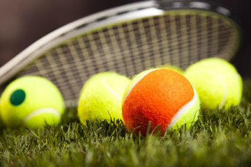 Tennis Ball closeup detail, grass