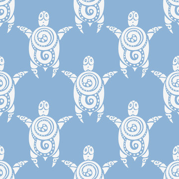 Sea Turtles.  Seamless Vector pattern.