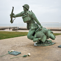Soldier statue memorial. Omaha beach, France. © pio3