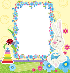 Children frame with rabbit