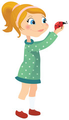 Girl and ladybug
