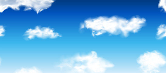 Blue seamless sky with clouds.