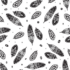 Vintage Feathers. Seamless background.