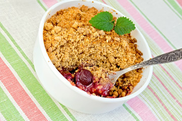Crumble cherry on napkin