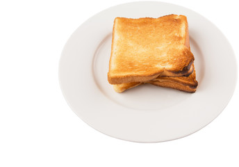 Bread toast over white background 