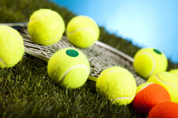 Tennis Ball closeup detail, grass