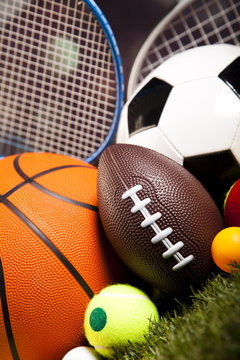 Group of sports equipment 