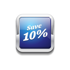 Save 10 Percent Glossy Shiny Rounded Corner Vector Button
