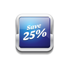 save 25 Percent Glossy Shiny Rounded Corner Vector Button