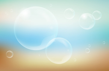 Blurred background and transparent bubbles