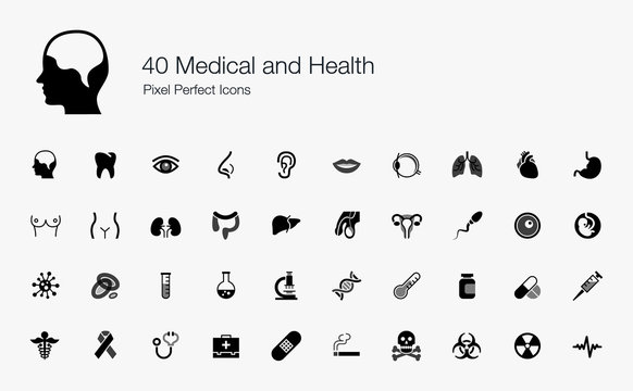 40 Medical and Health Pixel Perfect Icons